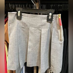 Crewcuts Pleated Gray Wool Skirt Pink/Gold Zip Accent Adj Waist Fully Lined Sz 8